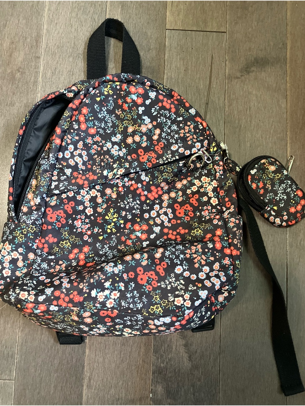 wild fable Black Floral Mini Backpack and Pouch set cute!